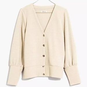 MADEWELL Womens Cream Ottoman Rib Cardigan Top